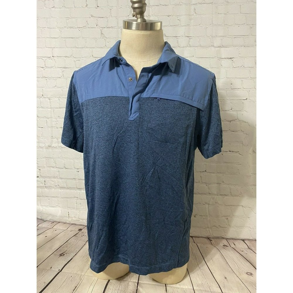 5.11 Tactical Mens Performance Short Sleeve Polo Shirt Sz L Blue Snap Collar
